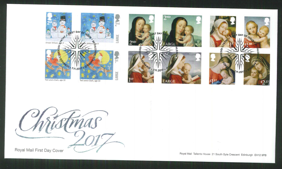 2017 Christmas FDC - Bethlehem, Llandeilo (Star) Postmark